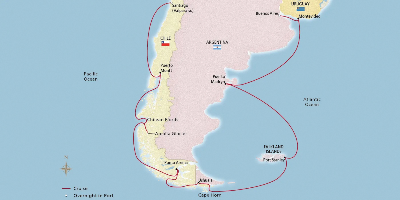 Map - South America & the Chilean Fjords