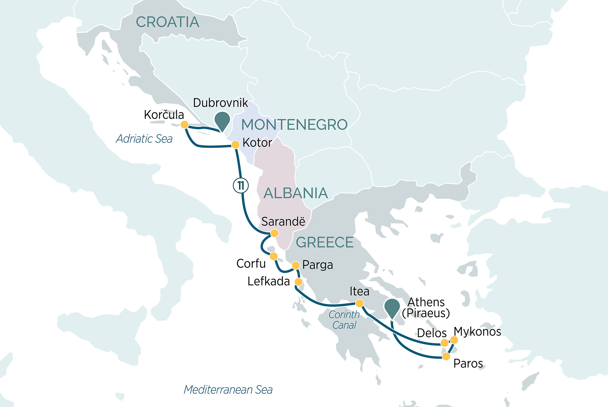 Map - Adriatic, the Greek Islands & Corinth Canal